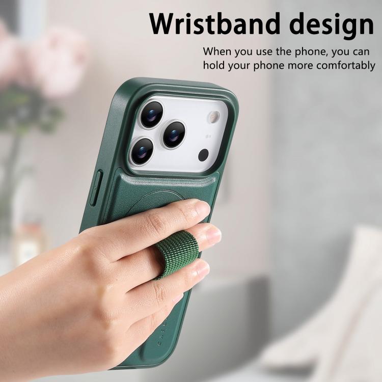 For iPhone 17 Pro Max CaseNeo Finger Grip Wristband MagSafe Back Phone Case(Green) by CaseNeo