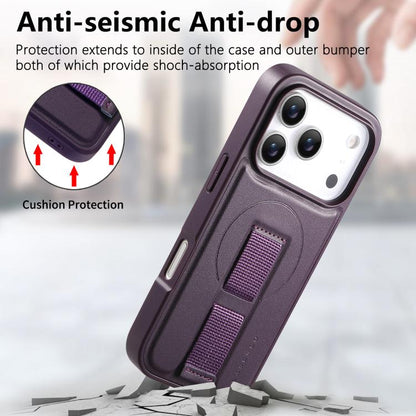 For iPhone 17 Pro Max CaseNeo Finger Grip Wristband MagSafe Back Phone Case(Purple) by CaseNeo