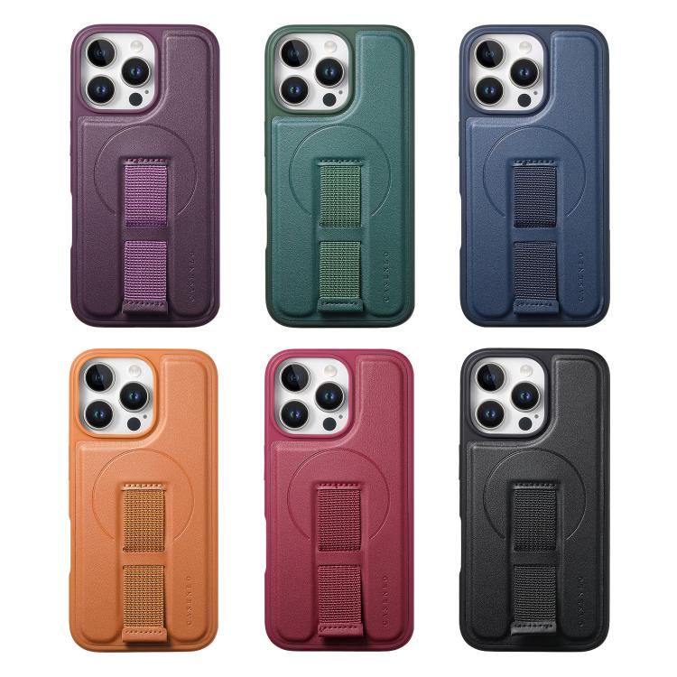 For iPhone 17 Pro Max CaseNeo Finger Grip Wristband MagSafe Back Phone Case(Brown) by CaseNeo