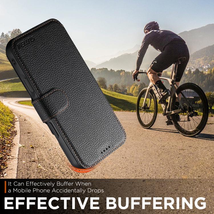 For iPhone 17 Pro Max Suteni Q05 -in-1 Multi-function MagSafe Wallet Big Litchi Leather Phone Case(Black) by Suteni