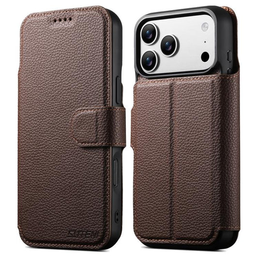 For iPhone 17 Pro Suteni Q05 -in-1 Multi-function MagSafe Wallet Big Litchi Leather Phone Case(Brown) by Suteni
