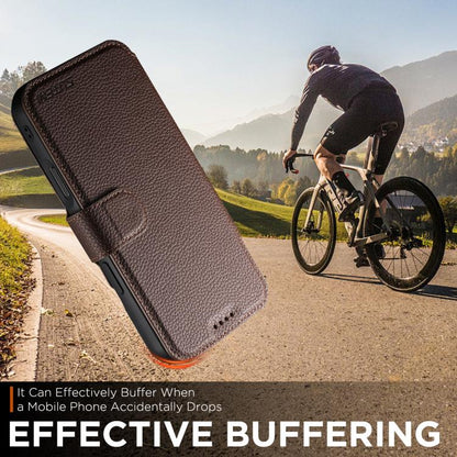 For iPhone 17 Suteni Q05 -in-1 Multi-function MagSafe Wallet Big Litchi Leather Phone Case(Brown) by Suteni