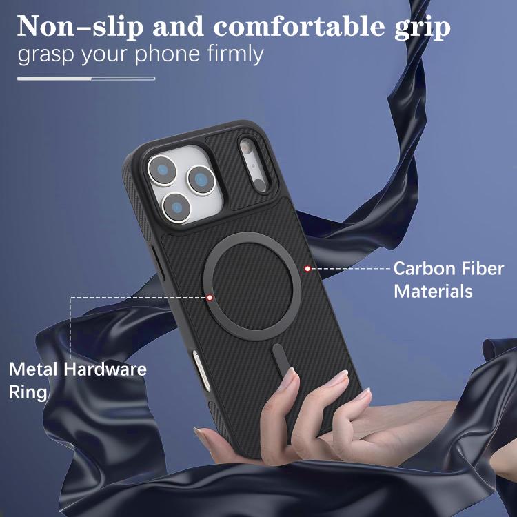 For iPhone 17 Pro Max Kalebol Carbon Fiber MagSafe Phone Case(Black) by Kalebol