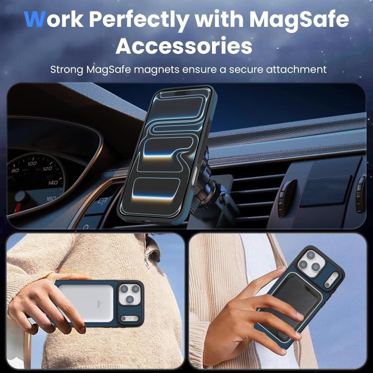 For iPhone 17 Pro Max Kalebol Carbon Fiber MagSafe Phone Case(Blue) by Kalebol