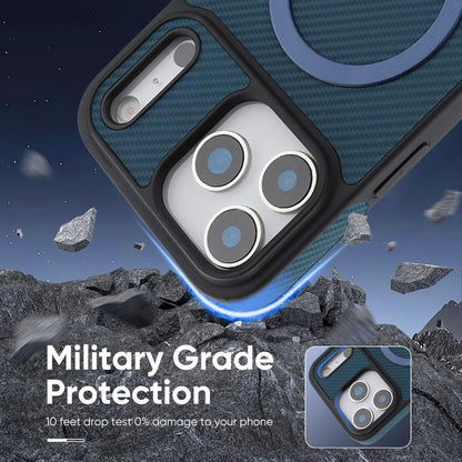 For iPhone 17 Pro Max Kalebol Carbon Fiber MagSafe Phone Case(Blue) by Kalebol