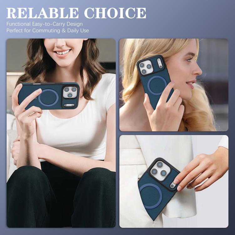 For iPhone 17 Pro Max Kalebol Carbon Fiber MagSafe Phone Case(Blue) by Kalebol