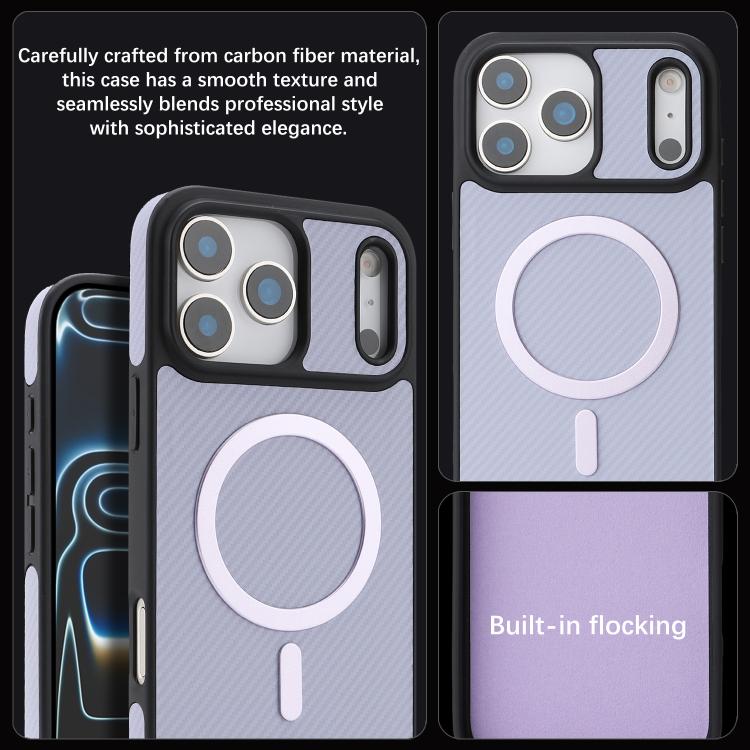 For iPhone 17 Pro Max Kalebol Carbon Fiber MagSafe Phone Case(Purple) by Kalebol