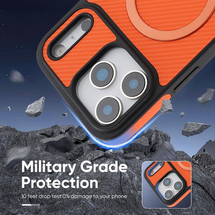 For iPhone 17 Pro Max Kalebol Carbon Fiber MagSafe Phone Case(Orange) by Kalebol