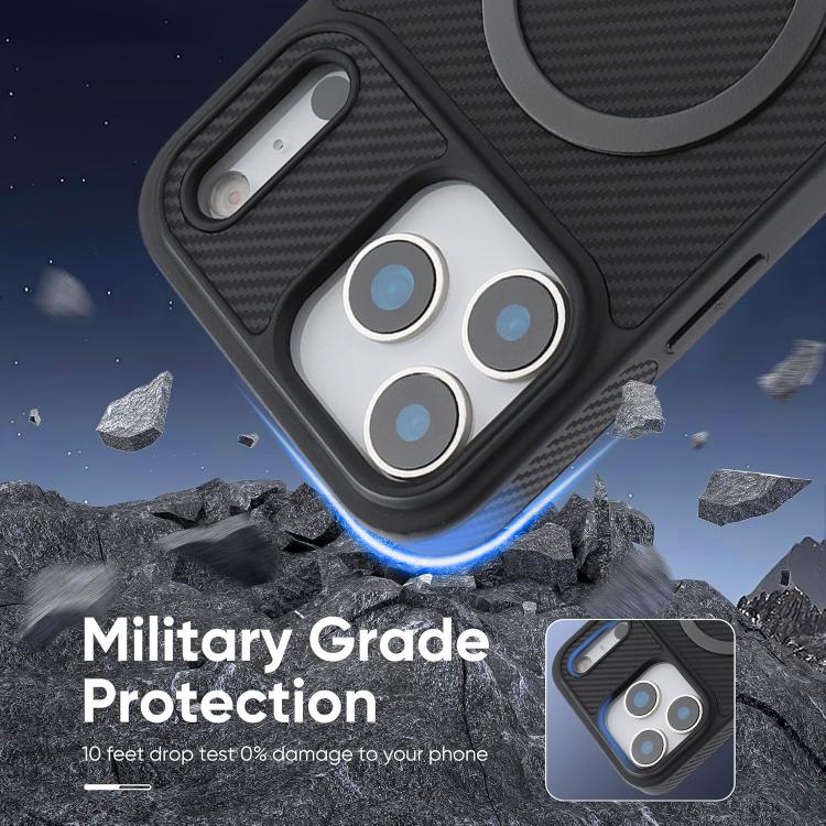 For iPhone 17 Pro Kalebol Carbon Fiber MagSafe Phone Case(Black) by Kalebol