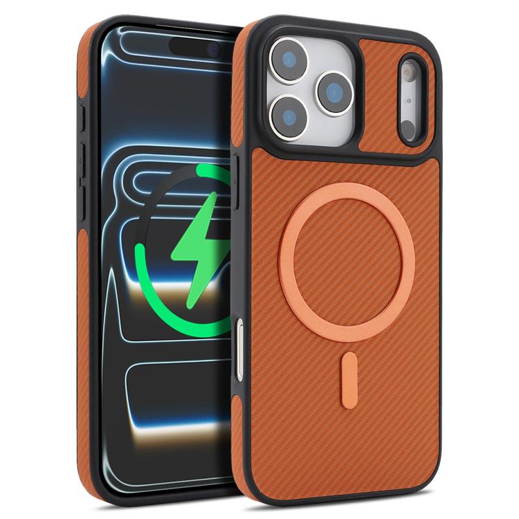 For iPhone 17 Pro Kalebol Carbon Fiber MagSafe Phone Case(Brown) by Kalebol