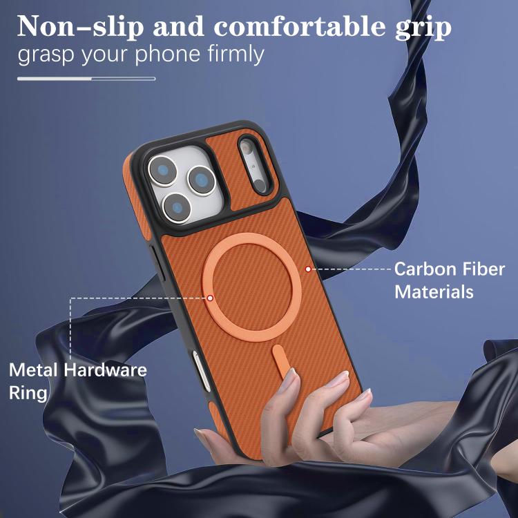 For iPhone 17 Pro Kalebol Carbon Fiber MagSafe Phone Case(Brown) by Kalebol