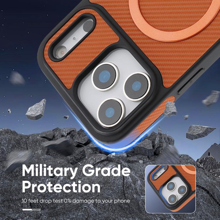 For iPhone 17 Pro Kalebol Carbon Fiber MagSafe Phone Case(Brown) by Kalebol