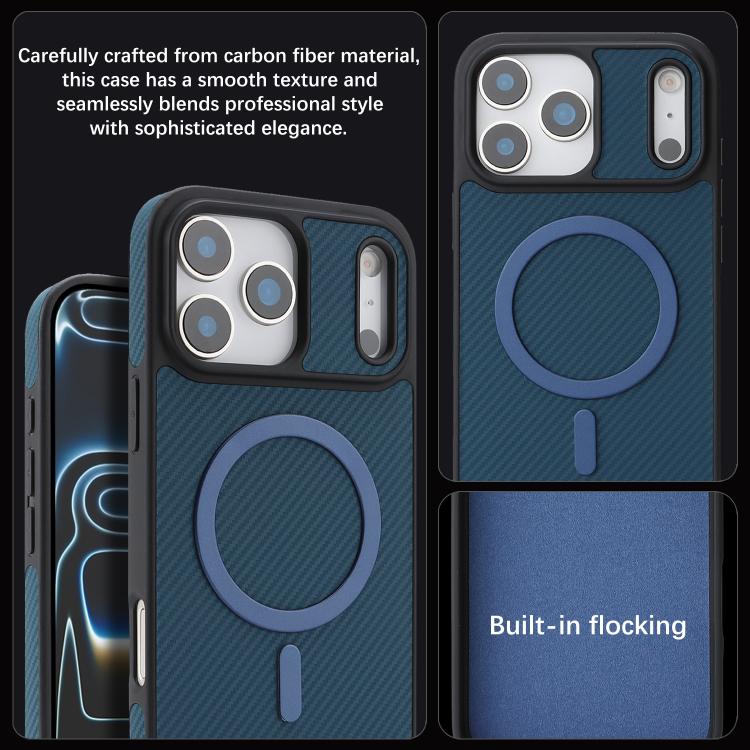 For iPhone 17 Pro Kalebol Carbon Fiber MagSafe Phone Case(Blue) by Kalebol