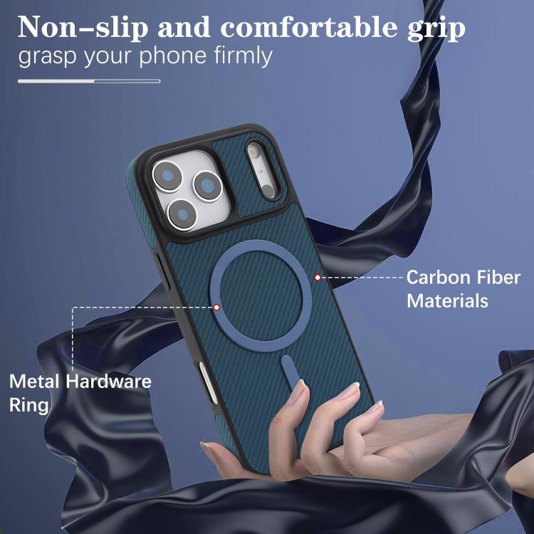 For iPhone 17 Pro Kalebol Carbon Fiber MagSafe Phone Case(Blue) by Kalebol