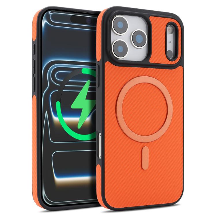 For iPhone 17 Pro Kalebol Carbon Fiber MagSafe Phone Case(Orange) by Kalebol
