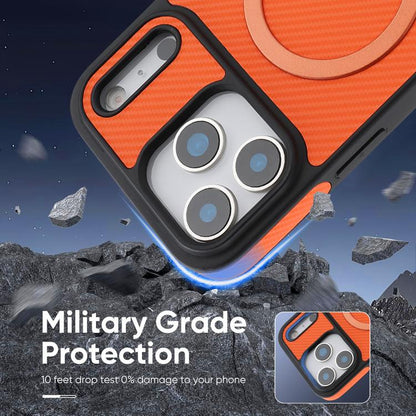 For iPhone 17 Pro Kalebol Carbon Fiber MagSafe Phone Case(Orange) by Kalebol