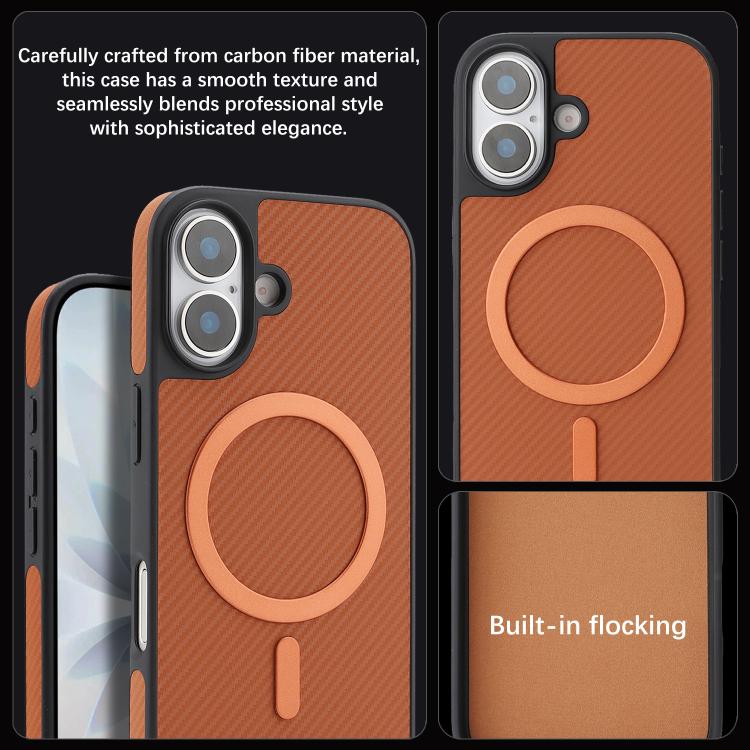 For iPhone 17 Kalebol Carbon Fiber MagSafe Phone Case(Brown) by Kalebol