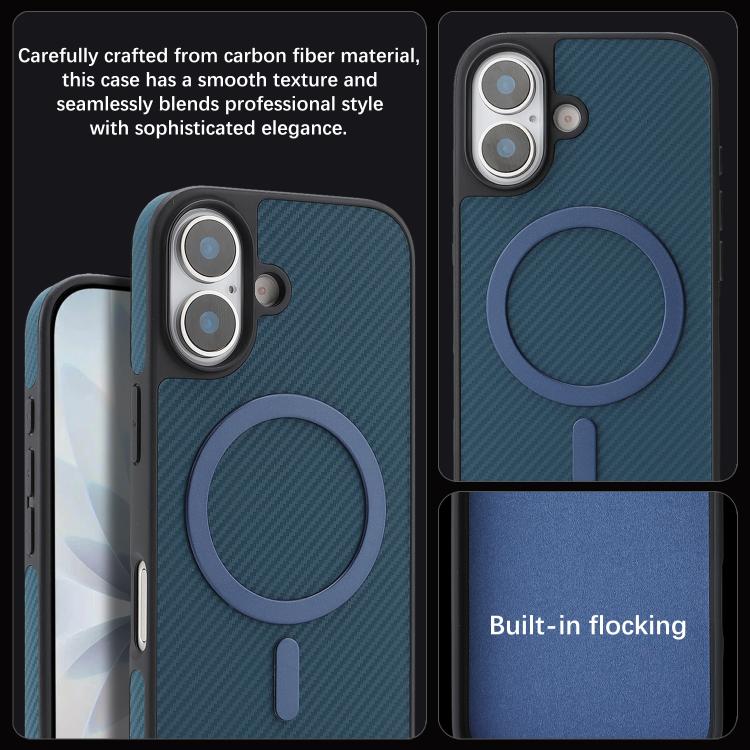 For iPhone 17 Kalebol Carbon Fiber MagSafe Phone Case(Blue) by Kalebol