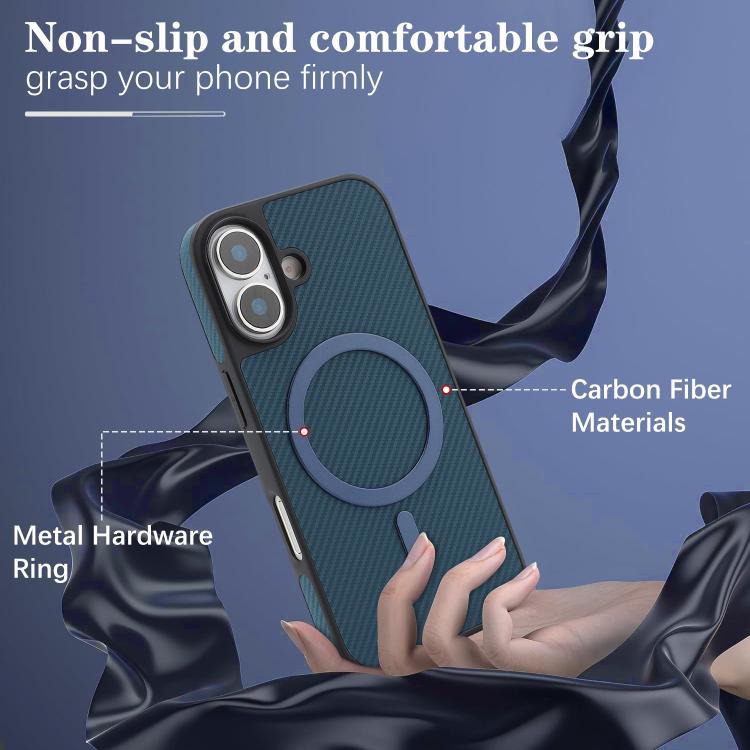 For iPhone 17 Kalebol Carbon Fiber MagSafe Phone Case(Blue) by Kalebol