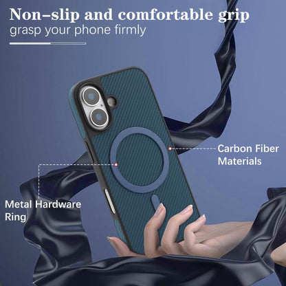 For iPhone 17 Kalebol Carbon Fiber MagSafe Phone Case(Blue) by Kalebol