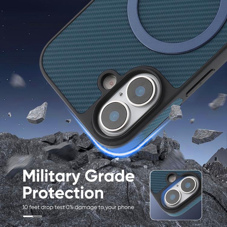 For iPhone 17 Kalebol Carbon Fiber MagSafe Phone Case(Blue) by Kalebol