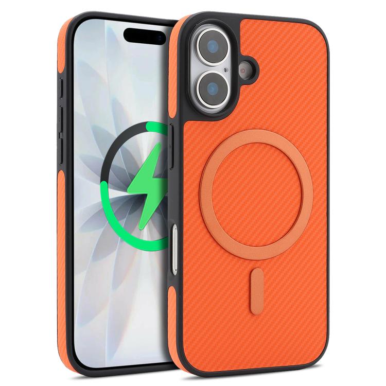 For iPhone 17 Kalebol Carbon Fiber MagSafe Phone Case(Orange) by Kalebol