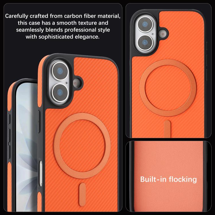 For iPhone 17 Kalebol Carbon Fiber MagSafe Phone Case(Orange) by Kalebol
