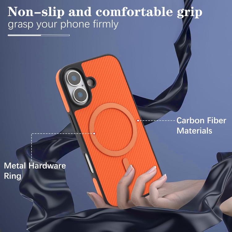 For iPhone 17 Kalebol Carbon Fiber MagSafe Phone Case(Orange) by Kalebol