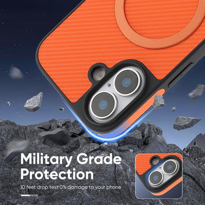 For iPhone 17 Kalebol Carbon Fiber MagSafe Phone Case(Orange) by Kalebol
