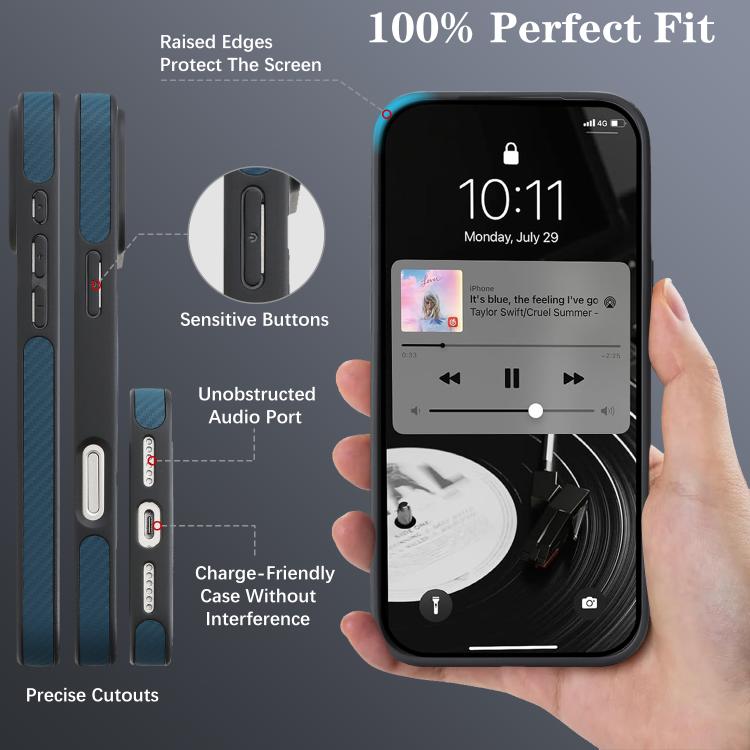 For iPhone Air Kalebol Carbon Fiber MagSafe Phone Case(Blue) by Kalebol