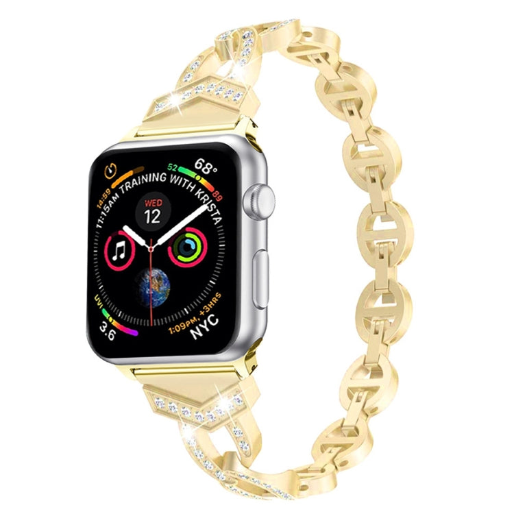 8-shaped VO Diamond-studded Solid Stainless Steel Wrist Strap Watch Band for Apple Watch Series 3 & 2 & 1 38mm(Gold) by bashfashion