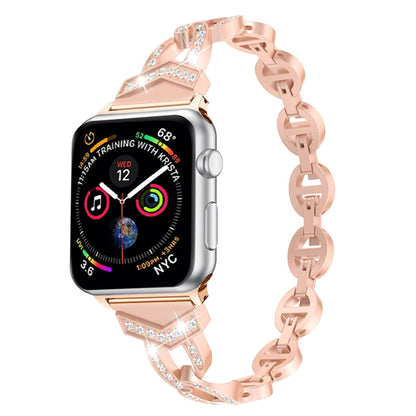 8-shaped VO Diamond-studded Solid Stainless Steel Wrist Strap Watch Band for Apple Watch Series 3 & 2 & 1 38mm(Rose Gold) by bashfashion