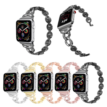 8-shaped VO Diamond-studded Solid Stainless Steel Wrist Strap Watch Band for Apple Watch Series 3 & 2 & 1 42mm(Black) by bashfashion