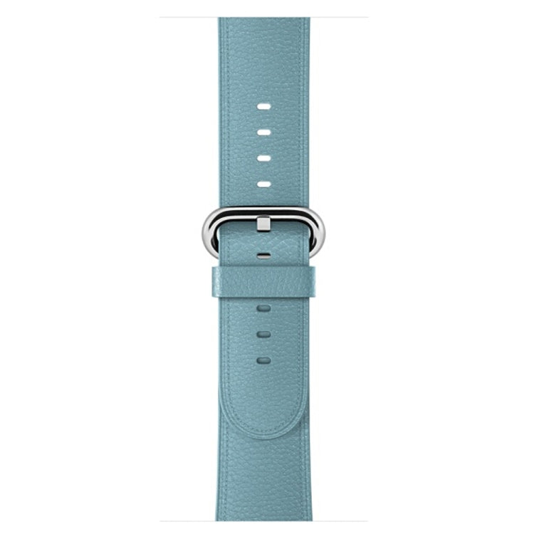 Classic Button Leather Wrist Strap Watch Band for Apple Watch Series 3 & 2 & 1 38mm(Light Blue) by bashfashion
