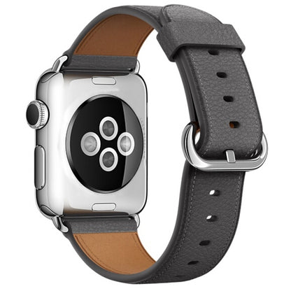 Classic Button Leather Wrist Strap Watch Band for Apple Watch Series 3 & 2 & 1 38mm(Gray) by bashfashion