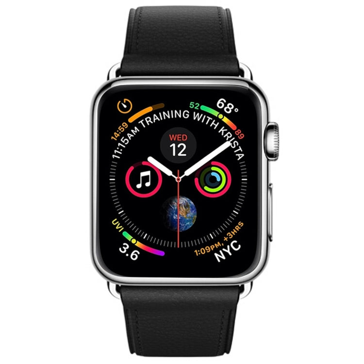 Classic Button Leather Wrist Strap Watch Band for Apple Watch Series 3 & 2 & 1 38mm(Black) by bashfashion