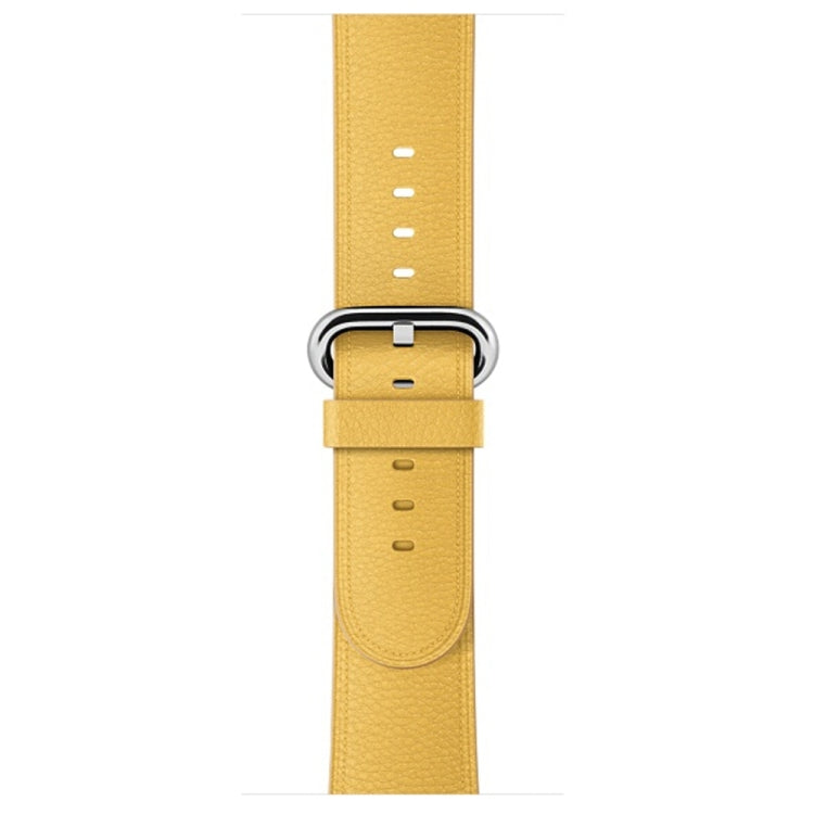 Classic Button Leather Wrist Strap Watch Band for Apple Watch Series 3 & 2 & 1 42mm(Yellow) by bashfashion