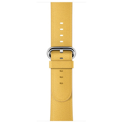 Classic Button Leather Wrist Strap Watch Band for Apple Watch Series 3 & 2 & 1 42mm(Yellow) by bashfashion
