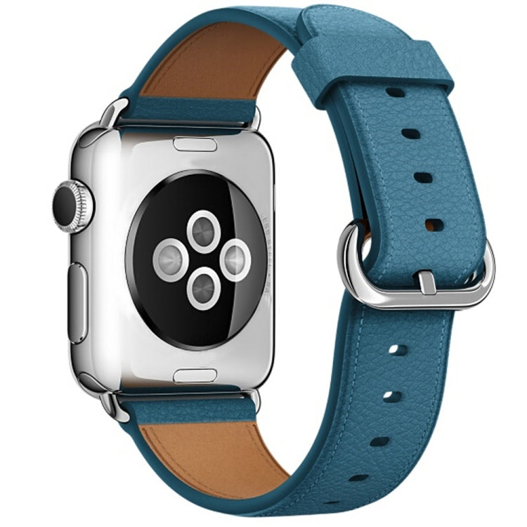 Classic Button Leather Wrist Strap Watch Band for Apple Watch Series 3 & 2 & 1 42mm(Dark Blue) by bashfashion