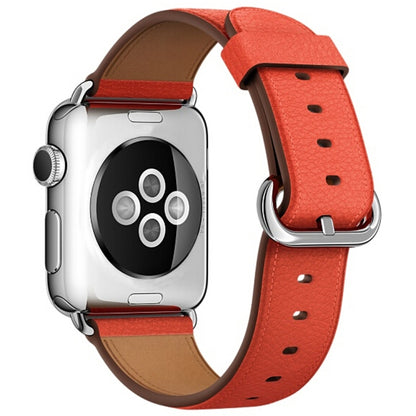 Classic Button Leather Wrist Strap Watch Band for Apple Watch Series 3 & 2 & 1 42mm(Orange) by bashfashion