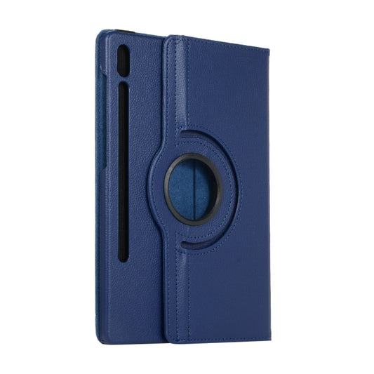 ENKAY 360 Degree Rotation Lichi Texture Leather Case with Holder for Samsung Galaxy Tab S6 10.5 T860 / T865(Dark Blue) by ENKAY
