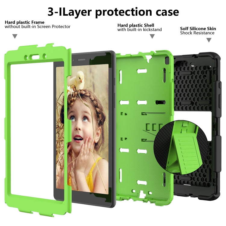 For Galaxy Tab A8.0 2019 / T290 Shockproof Two-Color Silicone Protection Case with Holder(Black+Green) by bashfashion