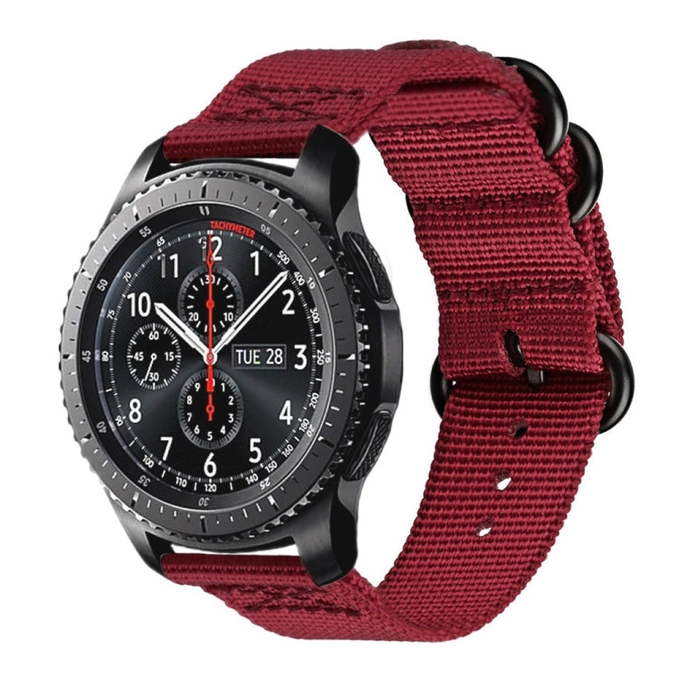 For Samsung Galaxy Watch Active 2 22mm / Gear S3 Nylon Three-ring Watch Band(Wine Red) by bashfashion