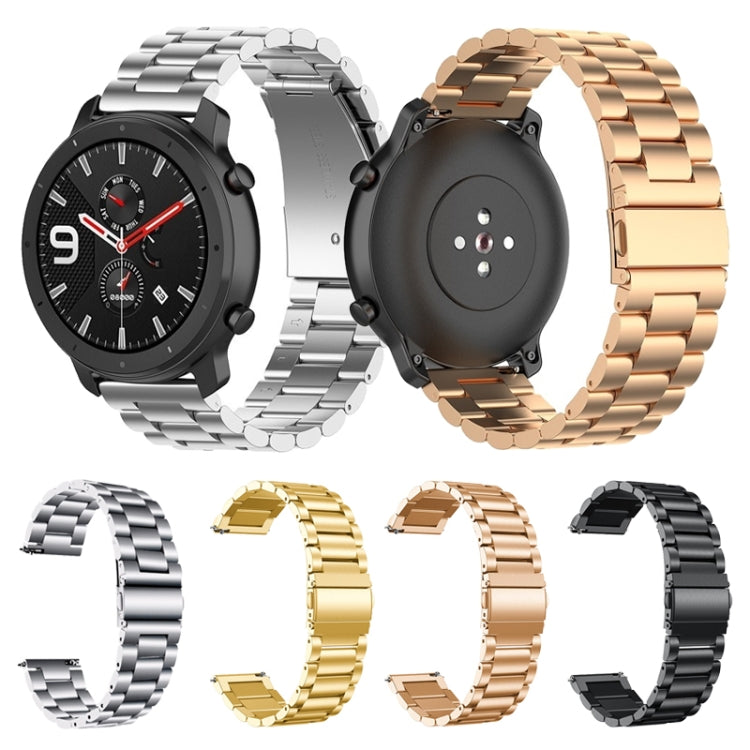 Suitable For Samsung Gear S2 Sport / Galaxy Watch Active 2 20mm 3-Beads Stainless Steel Metal Watch Band (gold) by bashfashion