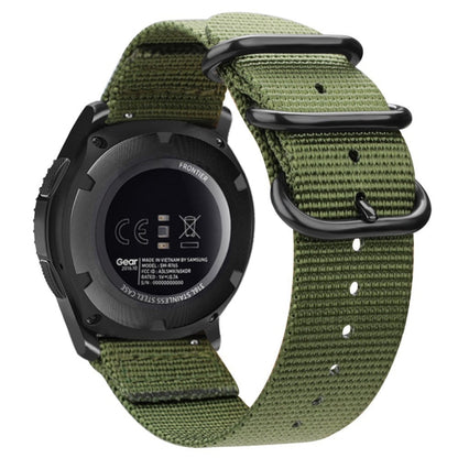 For Samsung Galaxy Watch Active 2 20mm / Gear S3 Nylon Three-ring Watch Band(Army Green) by bashfashion