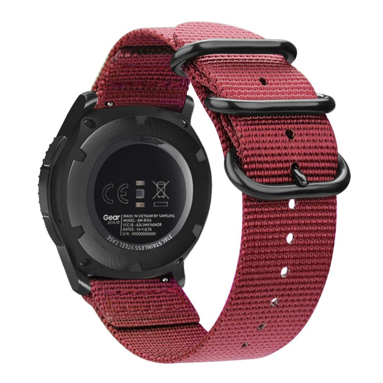 For Samsung Galaxy Watch Active 2 20mm / Gear S3 Nylon Three-ring Watch Band(Wine Red) by bashfashion