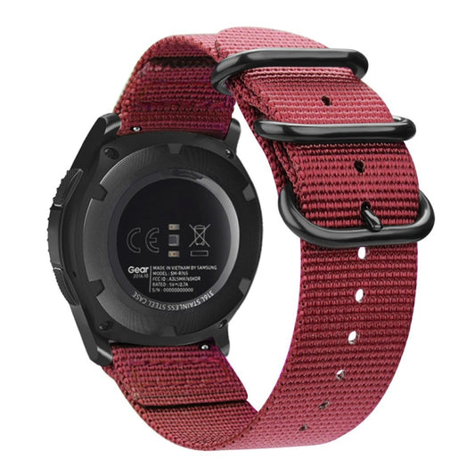For Samsung Galaxy Watch Active 2 20mm / Gear S3 Nylon Three-ring Watch Band(Wine Red) by bashfashion