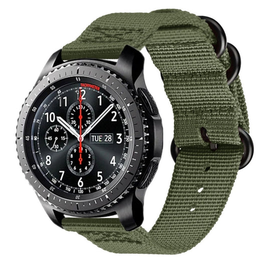 For Samsung Galaxy Watch Active 2 18mm / Gear S3 Nylon Three-ring Watch Band(Army Green) by bashfashion
