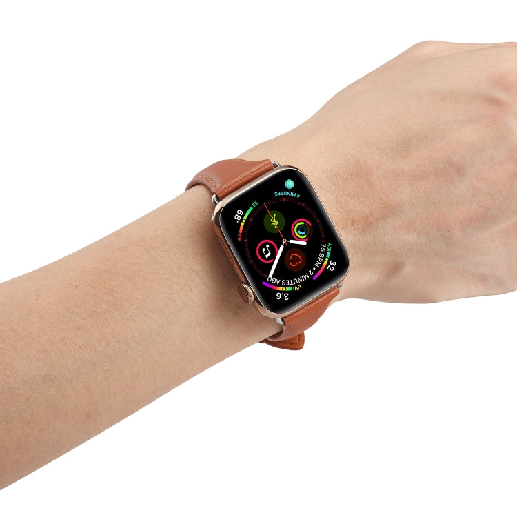 For Apple Watch 3 / 2 / 1 Generations 38mm Universal Thin Leather Strap(Brown) by bashfashion