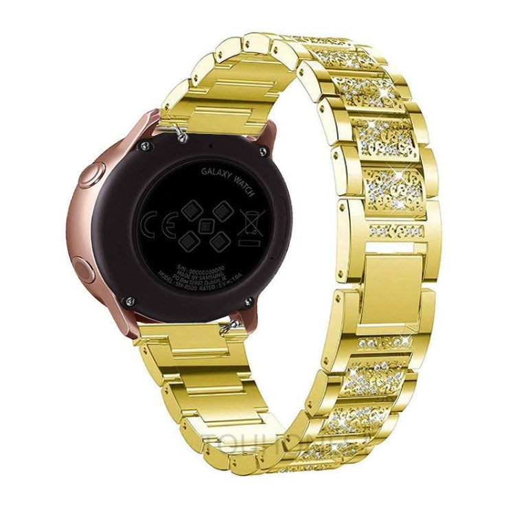 For Huami 1 / Huami 2 / Ticwatch1 / Ticwatch Pro / Samsung Galaxy Watch 46mm / Samsung S3 / Huawei Watch 2 Pro / Huawei GT / Honor Magic Full Diamond Metal 22mm Watch Band(Gold) by bashfashion